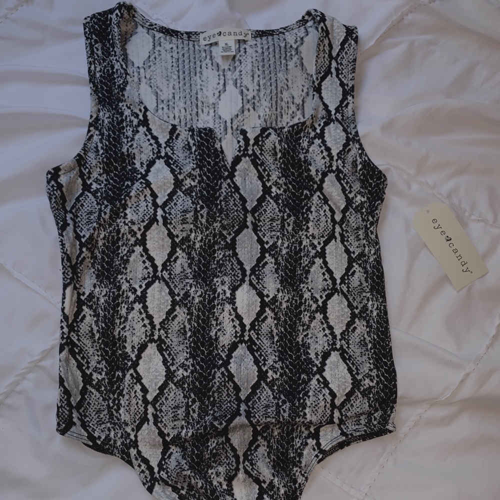 Snake Print Square Neck Bodysuit